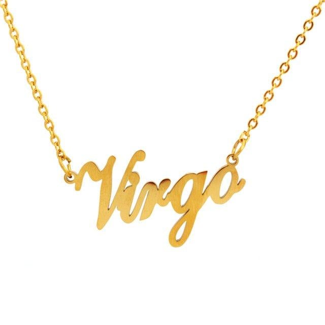 Virgo Cursive Necklace zodiac jewelry for her birthday outfit