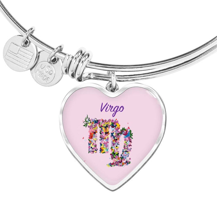 Virgo Floral Heart Bangle zodiac jewelry for her birthday outfit