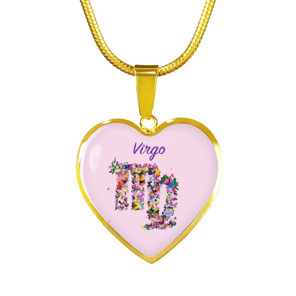Virgo Floral Heart Necklace zodiac jewelry for her birthday outfit