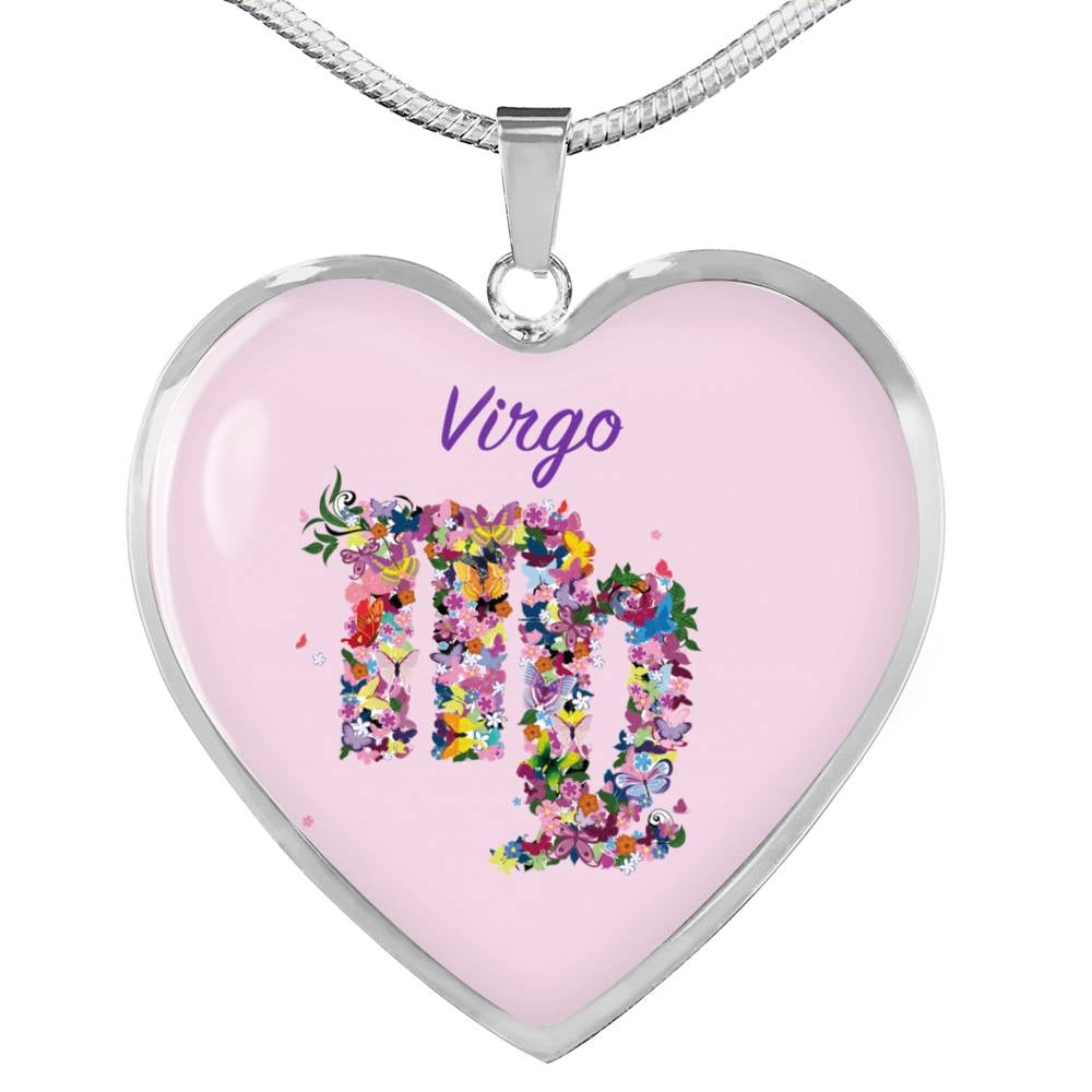 Virgo Floral Heart Necklace zodiac jewelry for her birthday outfit