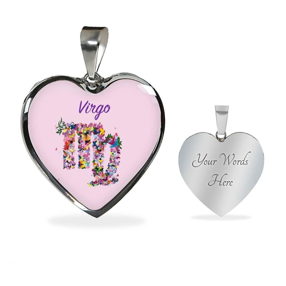 Virgo Floral Heart Necklace zodiac jewelry for her birthday outfit