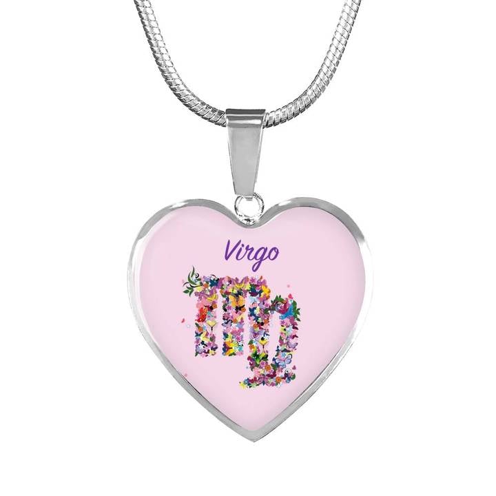 Virgo Floral Heart Necklace zodiac jewelry for her birthday outfit