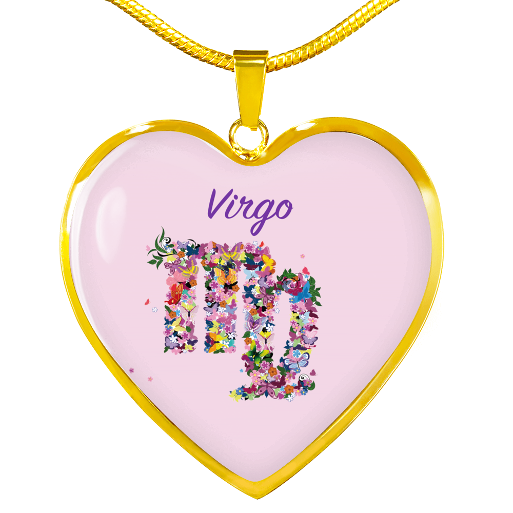 Virgo Floral Heart Necklace zodiac jewelry for her birthday outfit