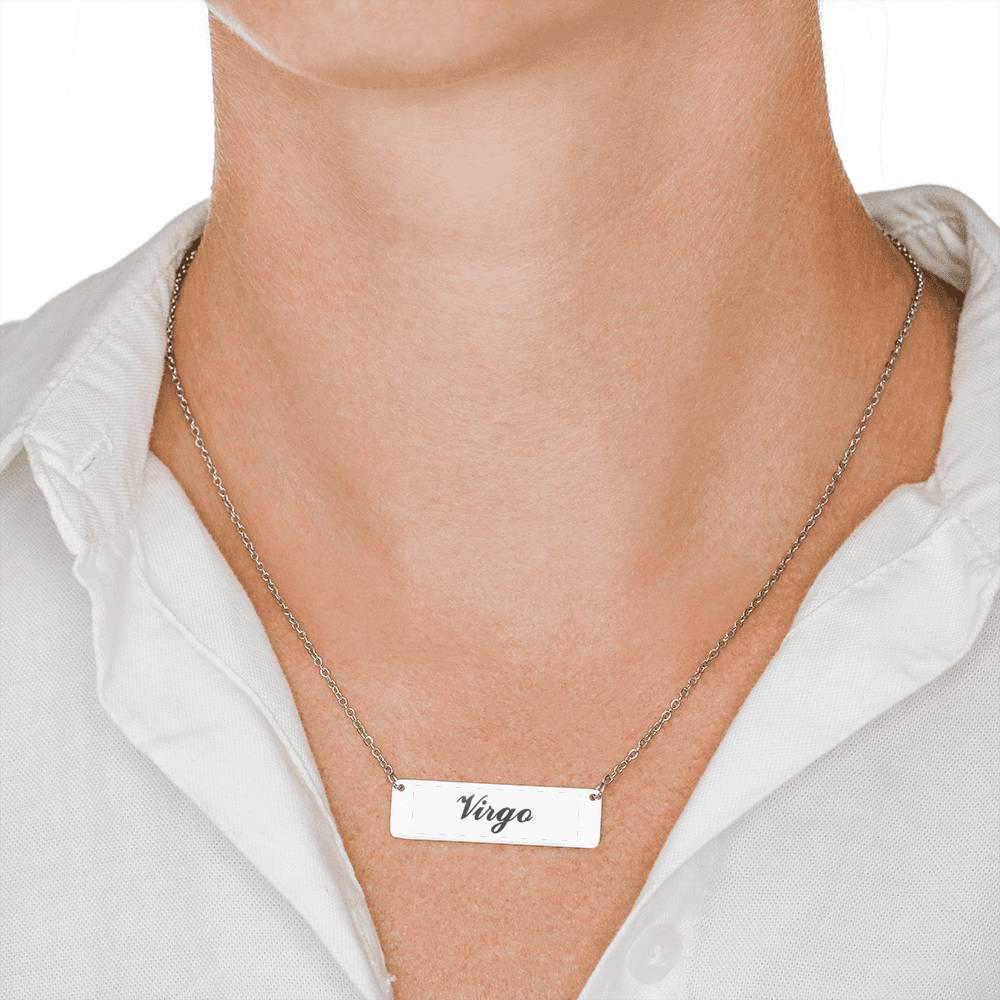 Virgo Script Nameplate Necklace zodiac jewelry for her birthday outfit