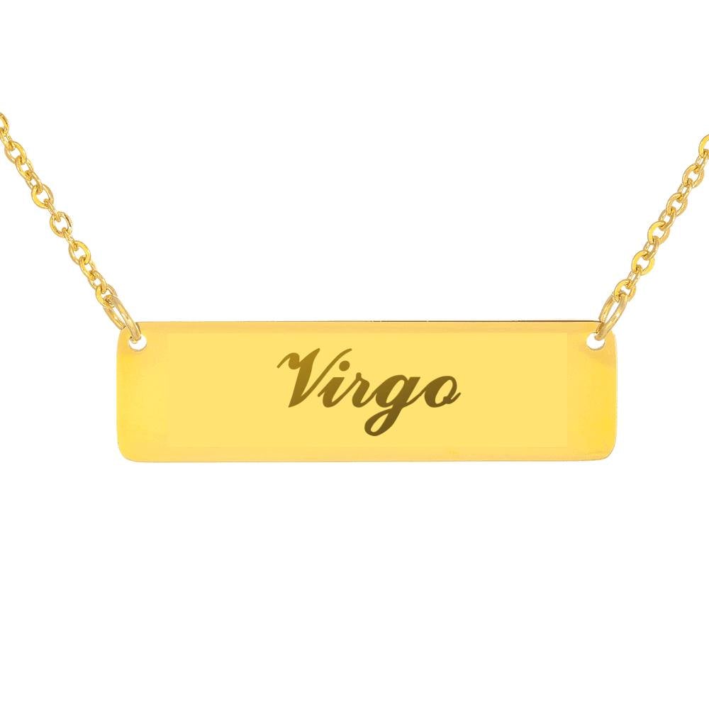 Virgo Script Nameplate Necklace zodiac jewelry for her birthday outfit