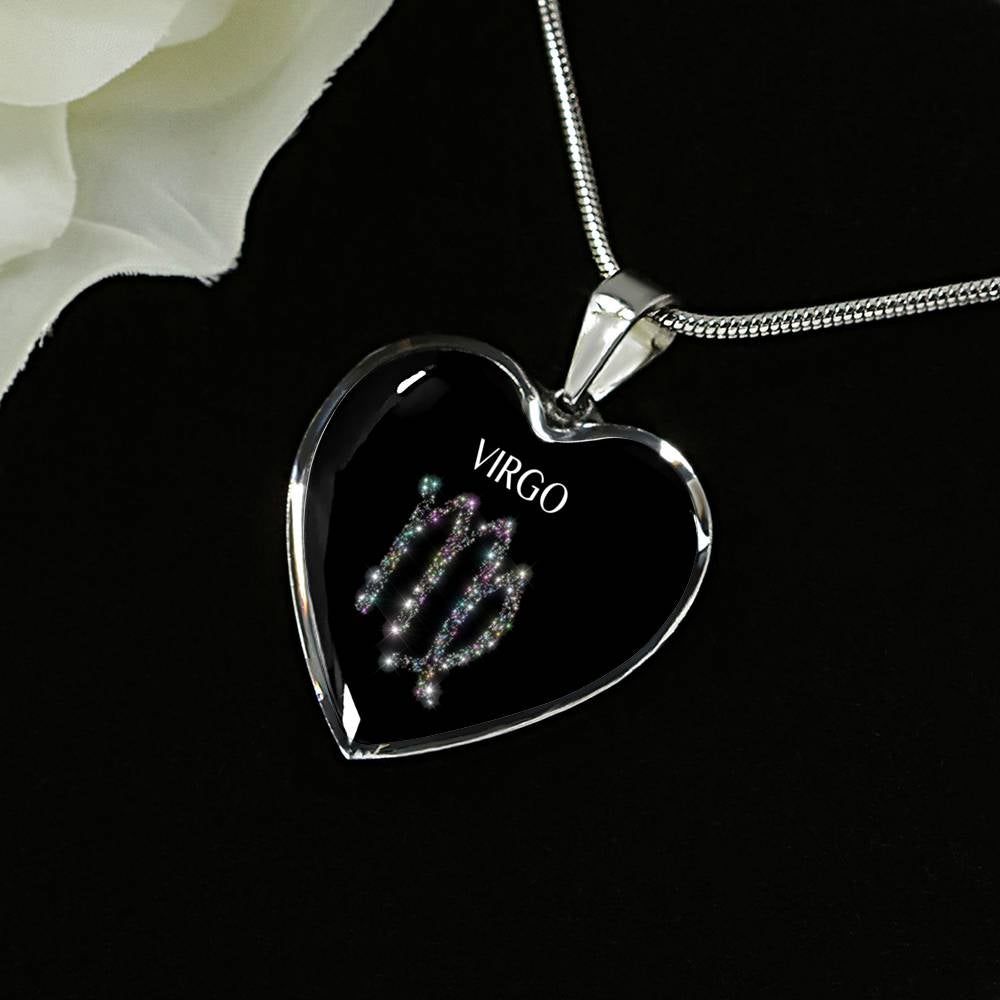 Virgo Stars Heart Necklace zodiac jewelry for her birthday outfit