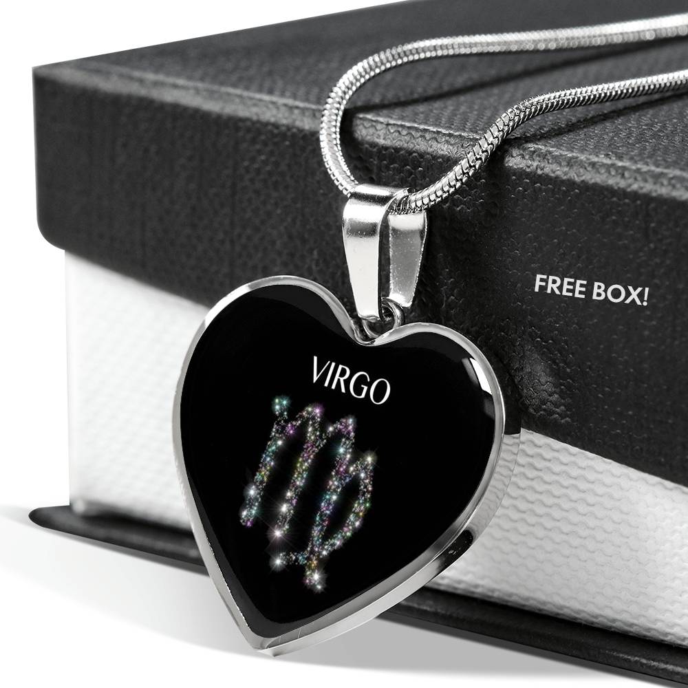 Virgo Stars Heart Necklace zodiac jewelry for her birthday outfit